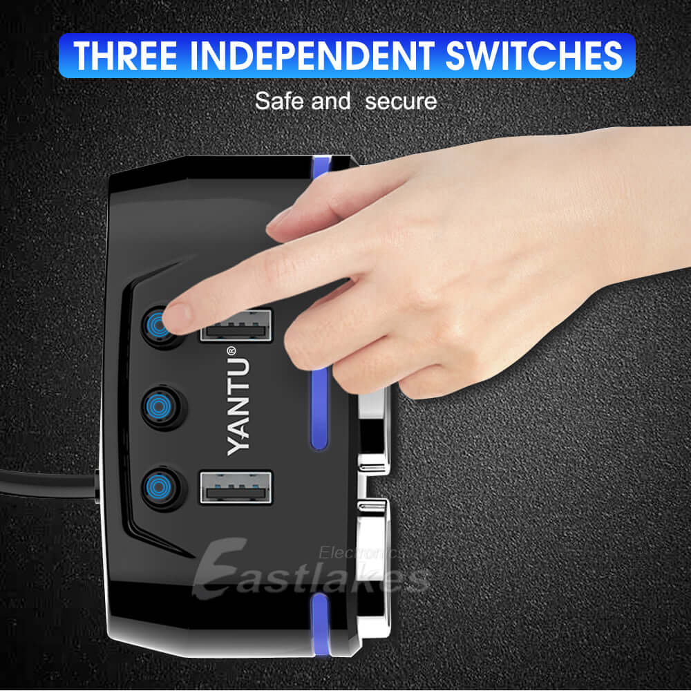 3 Way Car Cigarette Lighter Socket Splitter with Dual USB Ports - Eastlakes Electronics